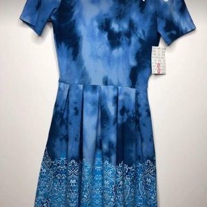Lularoe Amelia tie dye blue dress S